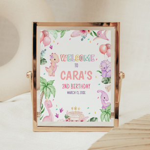 Girl Safari Dinosaur Birthday Party Welcome Sign