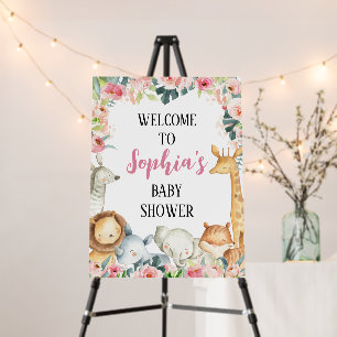 Girl Safari Jungle Baby Shower Welcome Sign