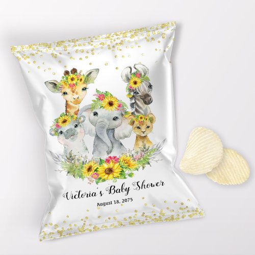 Girl Safari Sunflower Baby Shower Chip Bag Wrapper