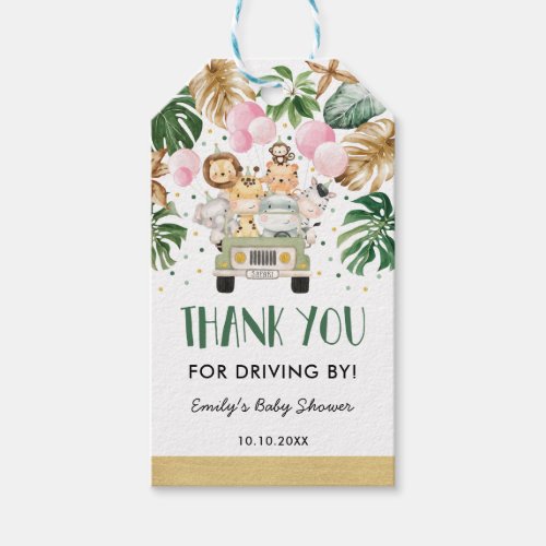 Girl Safari Wild Animals Drive By Baby Shower Gift Tags