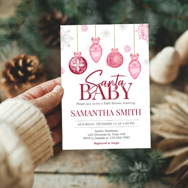 Girl Santa Baby Christmas Baby Shower Invitation (Santa Baby Christmas Baby Shower Invitation)