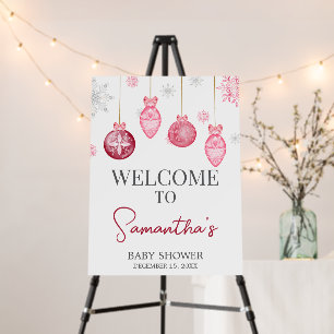 Girl Santa Baby Christmas Baby Shower Welcome Sign