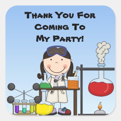 Girl Science Birthday Customized Stickers