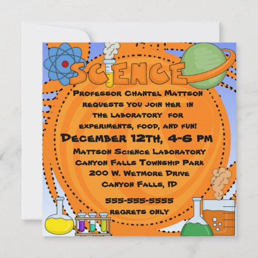 Girl Science Birthday Party Invitation Zazzle