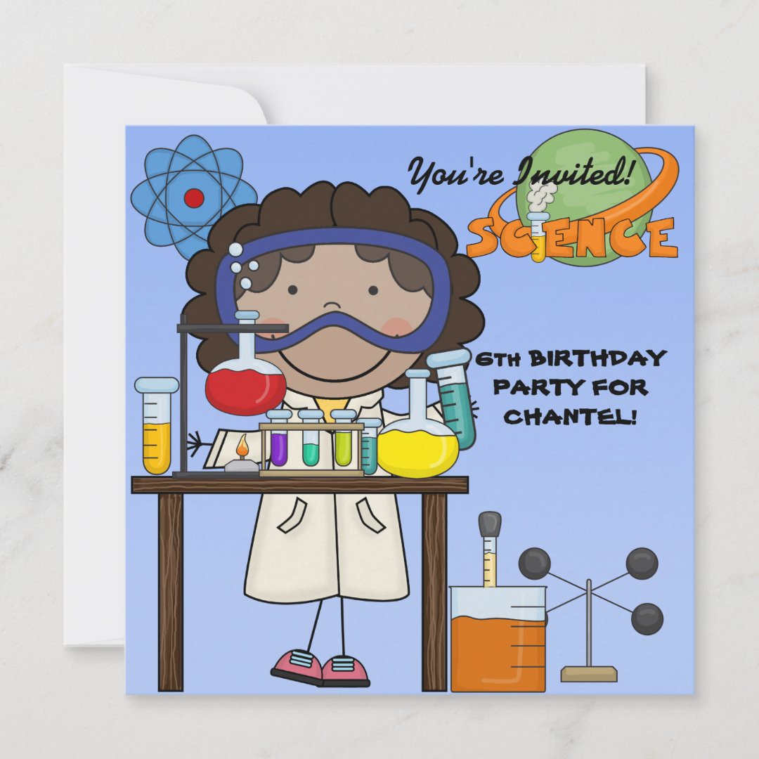Girl Science Birthday Party Invitation Zazzle