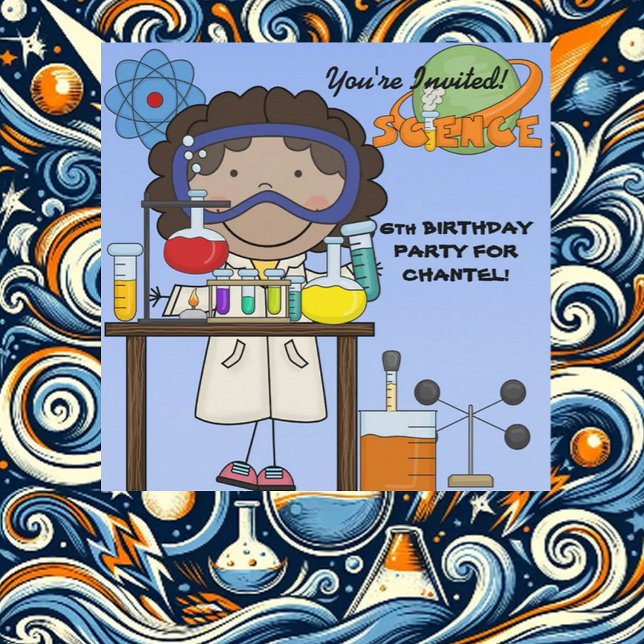 Girl Science Birthday Party Invitation (Creator Uploaded)