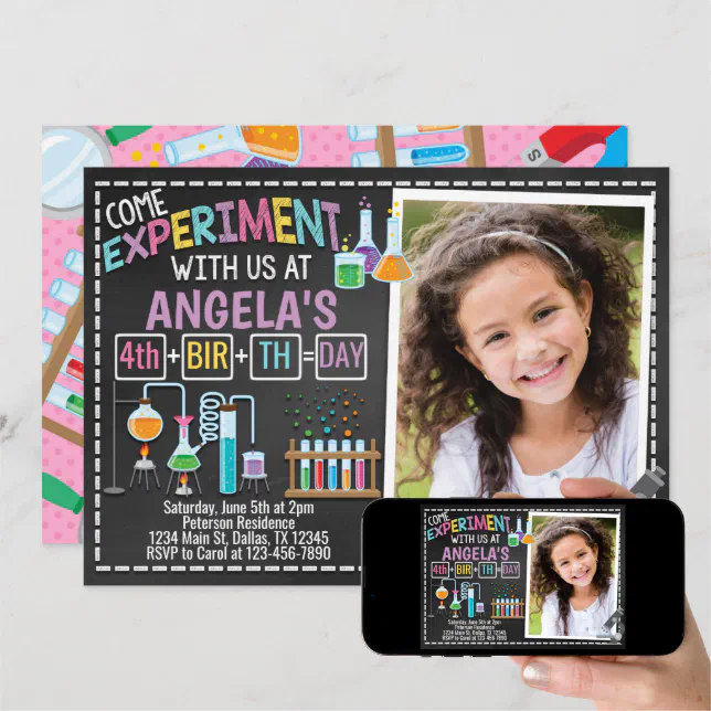 Girl Science Birthday Party Invitation Invite Zazzle