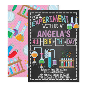 Girl Science Experiment Birthday Party Invitation