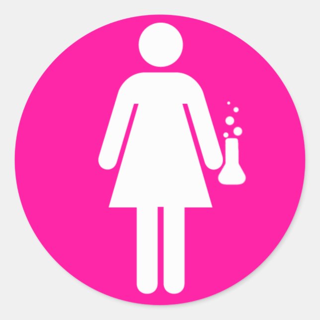 Girl Scientist Classic Round Sticker (Front)