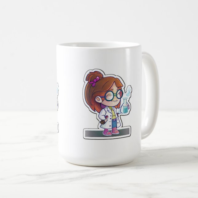 Girl Scientist Sticker Art Classic Mug, 15 oz  Coffee Mug (Front Right)