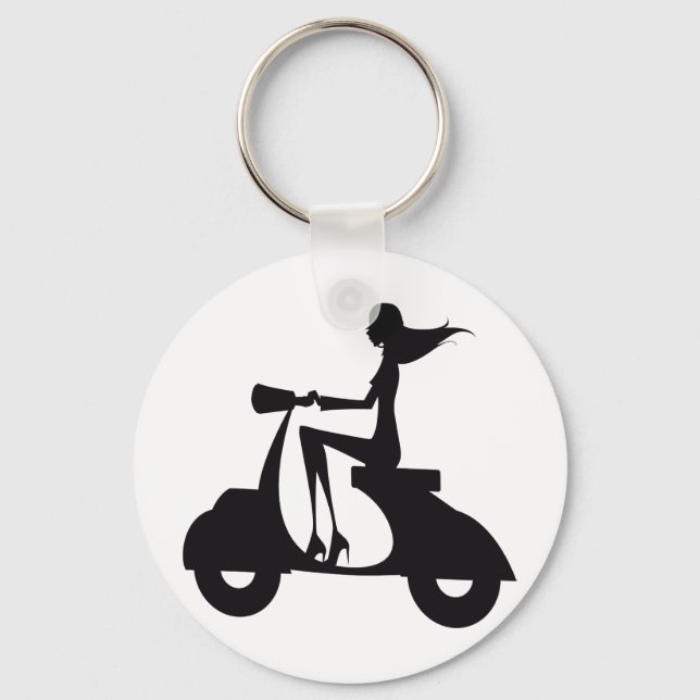 Girl Scooter black Keychain (Front)