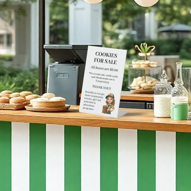 Girl Scout Booth Cookies for Sale Pedestal Sign (Creator Uploaded)