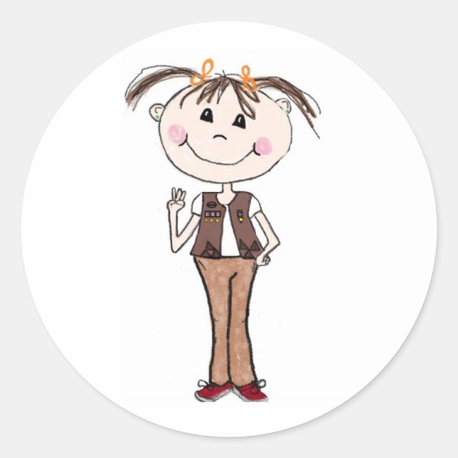 Girl Scout Brownie Keeps The Promise Classic Round Sticker (Front)