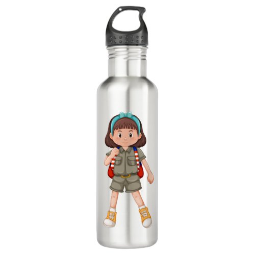 Girl scout character stainless steel water bottle