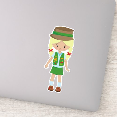 Girl Scout Cute Girl Little Girl Blonde Hair Sticker