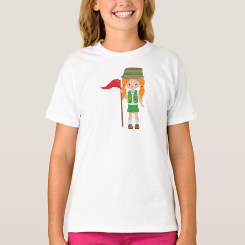 Girl Scout Cute Girl Little Girl Orange Hair T_Shirt