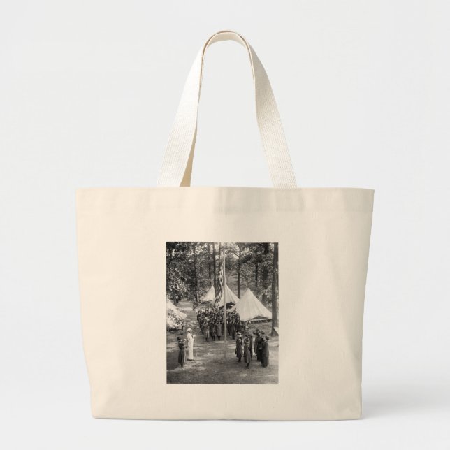 Girl Scout Flag-Raising: 1919 Large Tote Bag (Front)