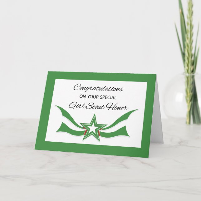 Girl Scout Honor Congratulations on Award Star Card (Front)