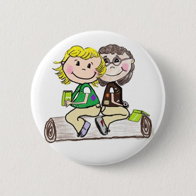 Girl Scout Junior Brownie Outdoors Pinback Button (Front)