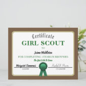 Girl Scouting Brownies Service Certificate (Standing Front)