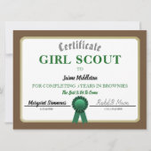 Girl Scouting Brownies Service Certificate (Front)