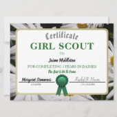 Girl Scouting Daisies Service Certificate Template (Front)
