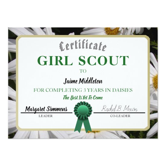 Girl Scouting Daisies Service Certificate Template