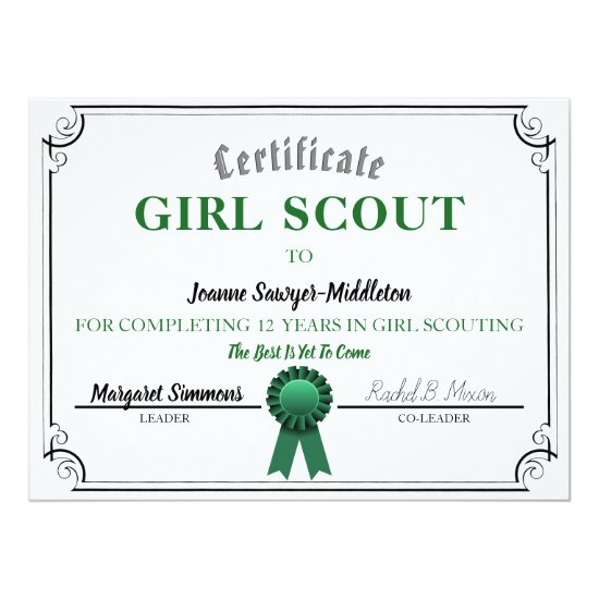 Girl Scouting Service Certificate Template