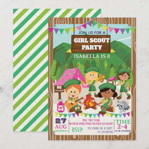 Girl Scouts Camping Birthday Party  Invitation