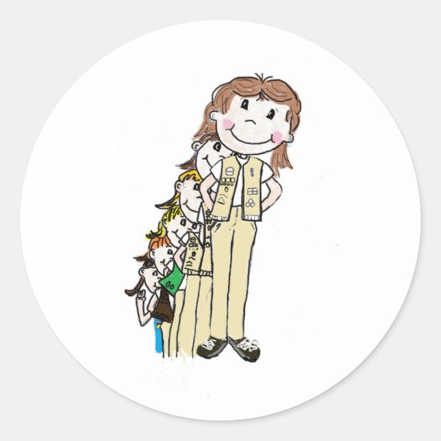 Girl Scouts Throught The Years Classic Round Sticker (Front)