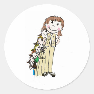 Girl Scouts Throught The Years Classic Round Sticker