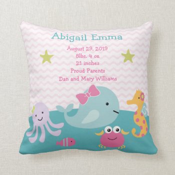 Girl Sea Animals Ocean Life Baby Pillow Keepsake by Personalizedbydiane at Zazzle