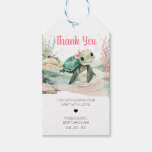 Girl Sea Turtle Baby Shower Favor Tags