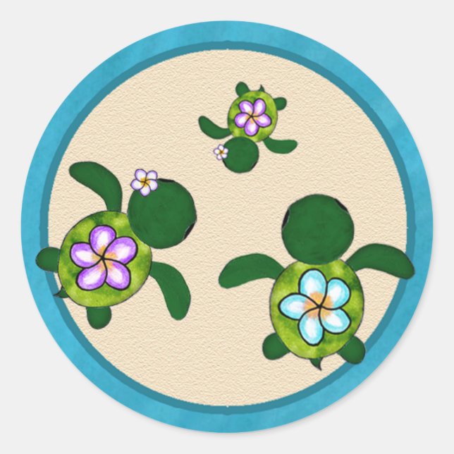 GIRL Sea TURTLE Baby Shower (Honu)04B Seal Sticker (Front)