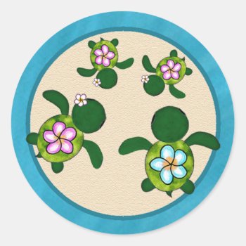 Girl Sea Turtle Baby Shower (honu) Twins 01d Seal by MonkeyHutDesigns at Zazzle