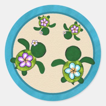 Girl Sea Turtle Baby Shower (honu) Twins 04d Seal by MonkeyHutDesigns at Zazzle