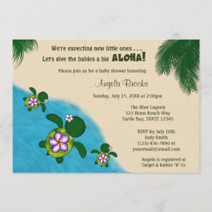 GIRL Sea TURTLE Baby Shower Invite TWIN (Honu) 04C