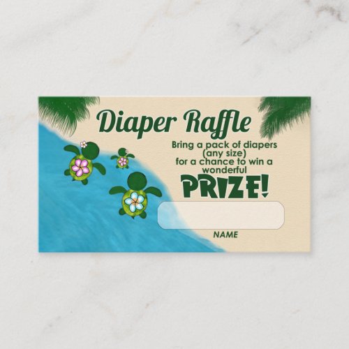 Girl Sea Turtle Honu Family Diaper Raffle Tickets Enclosure Card