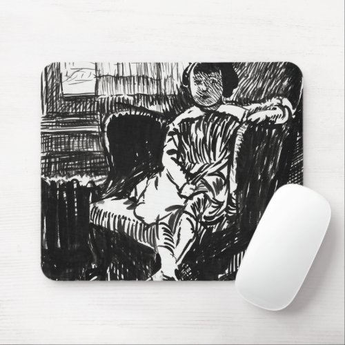 Girl Seated in Chair by Henry Lyman Sayen Mouse Pad