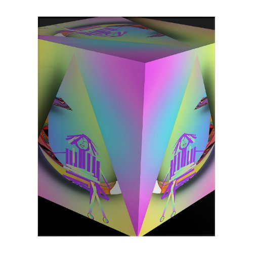 Girl Seated In Pyramid Cube Acrylic Print