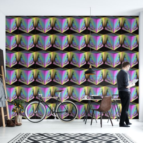 Girl Seated In Pyramid Cube Wallpaper