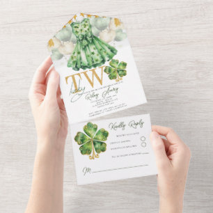 Girl Second Birthday St Patrick's Day Rsvp All In One Invitation