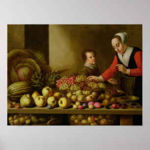 Girl selling grapes poster