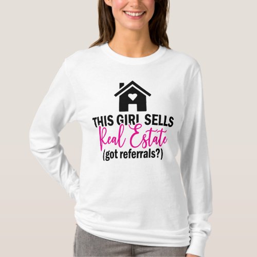 Girl Sells Real Estate Agent Broker Funny Realtor T_Shirt