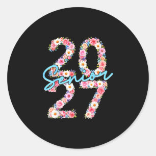 Girl senior 2027 class of 2027 floral flower classic round sticker