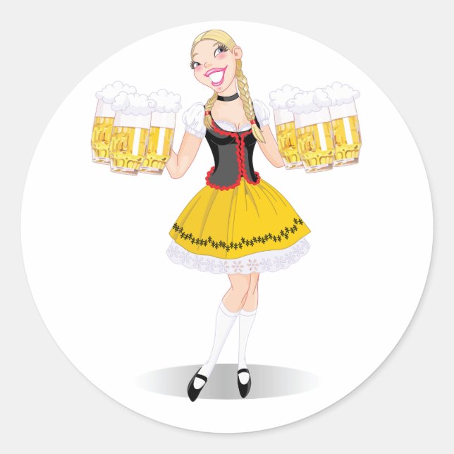 Girl Serving Beer Stickers (Front)