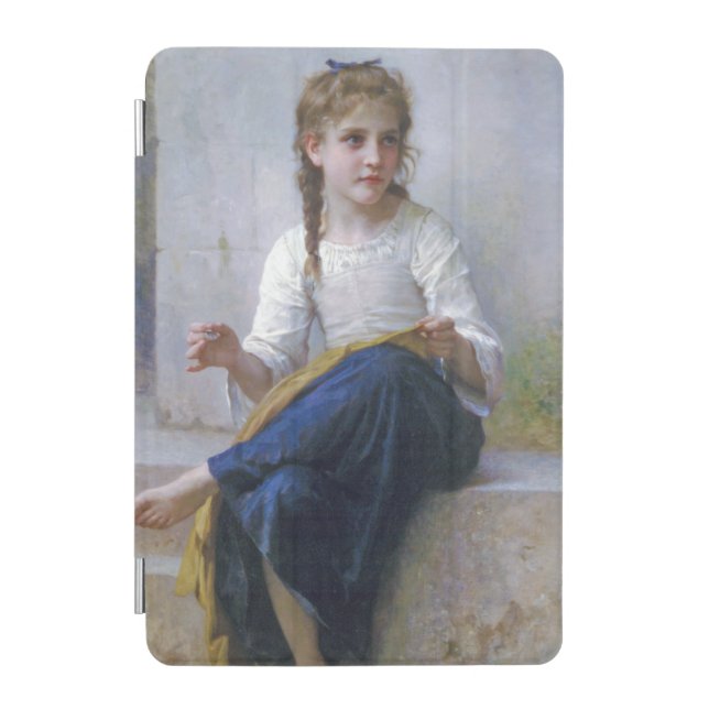 Girl Sewing, Bouguereau iPad Mini Cover (Front)