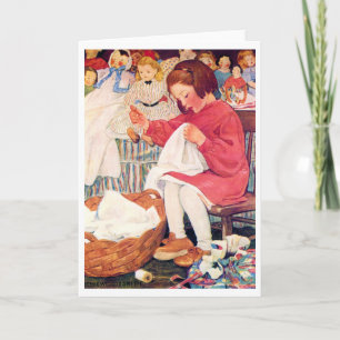 Girl Sewing, Jessie Willcox Smith Card