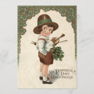 Girl Shamrock Violin St Patrick's Day Card