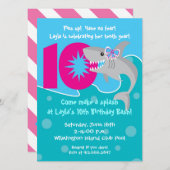 Girl Shark Bite Invite- 10th Birthday Party Invitation (Front/Back)